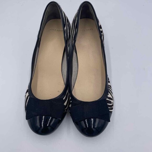 COLE Haan Shoe Size 8.5 Black WhCole Haan Shoe Size 8.5 ite Zebra Pattern Wedges - Picture 4 of 7